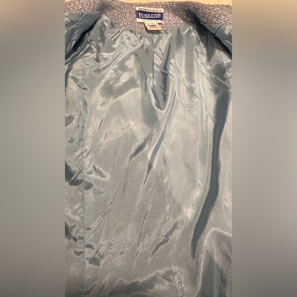 Vintage Pendleton Tweed baby blue & white blazer and skirt. - Picture 5 of 8